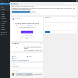 Page screenshot: Dashboard &lsaquo; Test site &mdash; WordPress