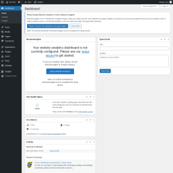Page screenshot: Dashboard &lsaquo; Test site &mdash; WordPress