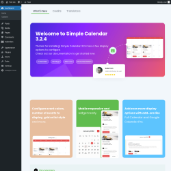 Page screenshot: Welcome to Simple Calendar ‹ Test site — WordPress