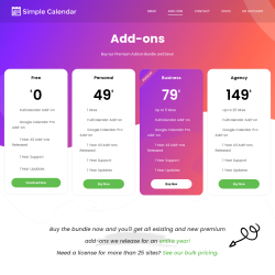 Page screenshot: Calendars → Add-ons