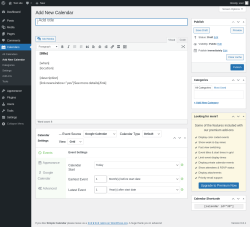 Page screenshot: Calendars → Add New Calendar