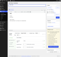 Page screenshot: Calendars &rarr; Add New Calendar
