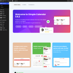 Page screenshot: Welcome to Simple Calendar &lsaquo; Test site &mdash; WordPress