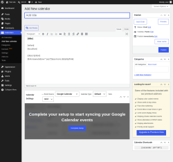 Page screenshot: Calendars &rarr; Add New calendar