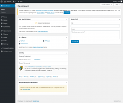 Page screenshot: Dashboard &lsaquo; Test site &mdash; WordPress