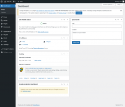 Page screenshot: Dashboard &lsaquo; Test site &mdash; WordPress