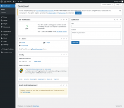 Page screenshot: Dashboard &lsaquo; Test site &mdash; WordPress
