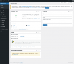 Page screenshot: Dashboard &lsaquo; Test site &mdash; WordPress