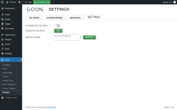 Page screenshot: Goon → Settings