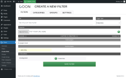 Page screenshot: Goon → Create Filter