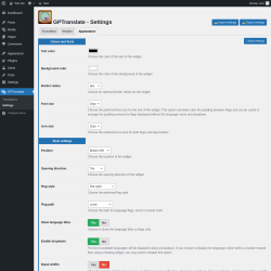 Page screenshot: GPTranslate &rarr; Settings &rarr; Appearance