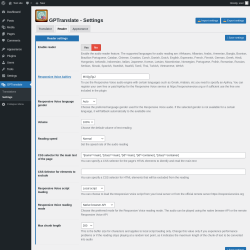 Page screenshot: GPTranslate &rarr; Settings &rarr; Reader