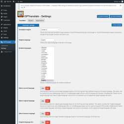 Page screenshot: GPTranslate &rarr; Settings
