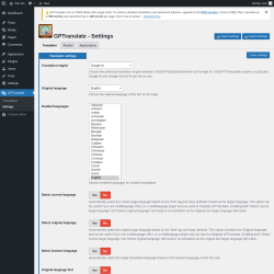 Page screenshot: GPTranslate &rarr; Settings