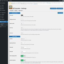 Page screenshot: GPTranslate &rarr; Settings &rarr; Appearance