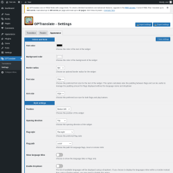 Page screenshot: GPTranslate &rarr; Settings &rarr; Appearance