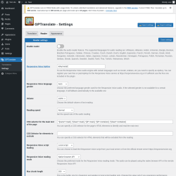 Page screenshot: GPTranslate &rarr; Settings &rarr; Reader