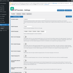 Page screenshot: GPTranslate &rarr; Settings