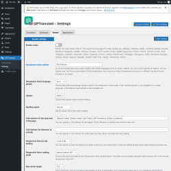 Page screenshot: GPTranslate &rarr; Settings &rarr; Reader