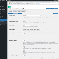 Page screenshot: GPTranslate &rarr; Settings
