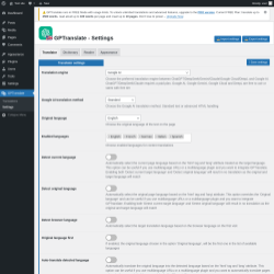 Page screenshot: GPTranslate &rarr; Settings