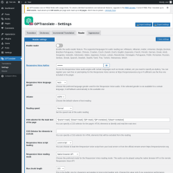 Page screenshot: GPTranslate &rarr; Settings &rarr; Reader
