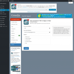 Page screenshot: Gmedia → Support