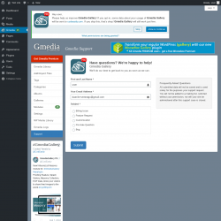 Page screenshot: Gmedia → Support