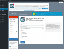 Page screenshot: Gmedia → Support