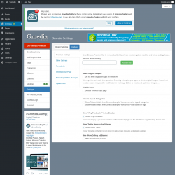 Page screenshot: Gmedia → Settings