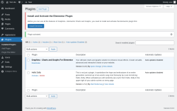 Page screenshot: Plugins ‹ Test site — WordPress