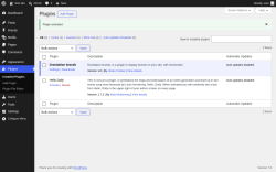 Page screenshot: Plugins &lsaquo; Test site &mdash; WordPress