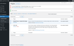 Page screenshot: Plugins ‹ Test site — WordPress