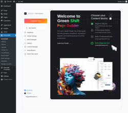 Page screenshot: GreenShift &lsaquo; Test site &mdash; WordPress