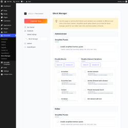 Page screenshot: GreenShift &rarr; Block Manager