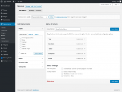 Page screenshot: Groovy menu &rarr; Menus