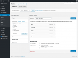 Page screenshot: Groovy menu &rarr; Menus