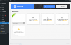 Page screenshot: Groovy menu &rarr; Dashboard
