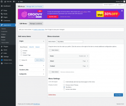 Page screenshot: Groovy menu &rarr; Menus
