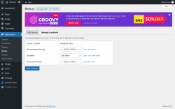 Page screenshot: Groovy menu &rarr; Menus &rarr; Manage Locations