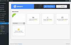 Page screenshot: Groovy menu &rarr; Dashboard