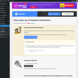 Page screenshot: Groovy menu &rarr; Integration