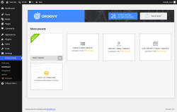 Page screenshot: Groovy menu &rarr; Dashboard