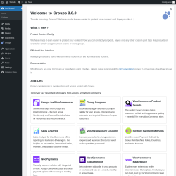 Page screenshot: Welcome to Groups ‹ Test site — WordPress