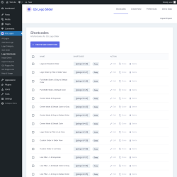 Page screenshot: GS Logos → Logo Shortcode