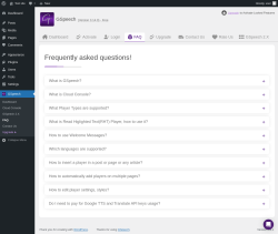 Page screenshot: GSpeech → FAQ