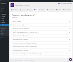 Page screenshot: GSpeech → FAQ