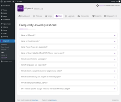 Page screenshot: GSpeech → FAQ