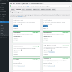 Page screenshot: Settings → Google Tag Manager → GTM Presets