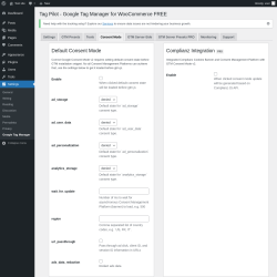 Page screenshot: Settings → Google Tag Manager → Consent Mode